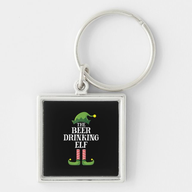 Beer Drinking Christmas Birthday Key Ring (Front)
