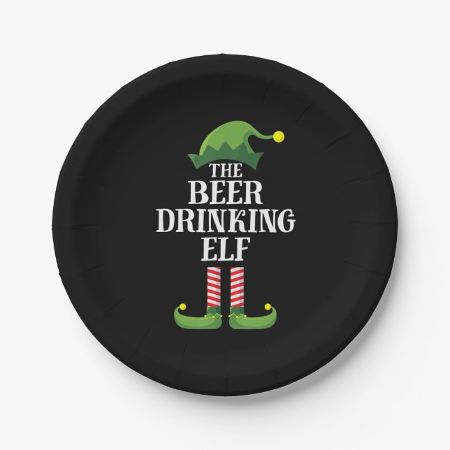 Beer Drinking Christmas Birthday Paper Plate (Front)