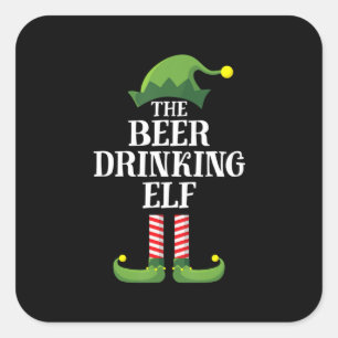 Beer Drinking Christmas Birthday Square Sticker