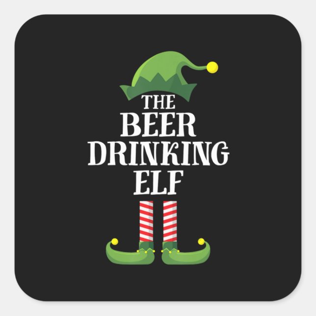Beer Drinking Christmas Birthday Square Sticker (Front)