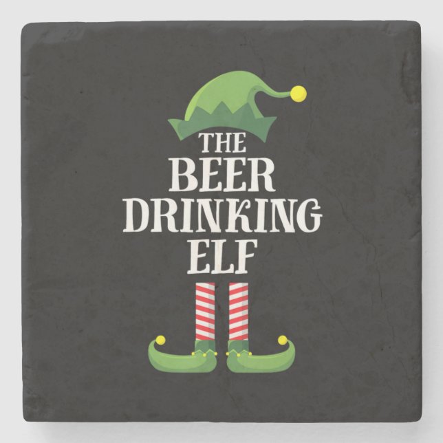 Beer Drinking Christmas Birthday Stone Coaster (Front)