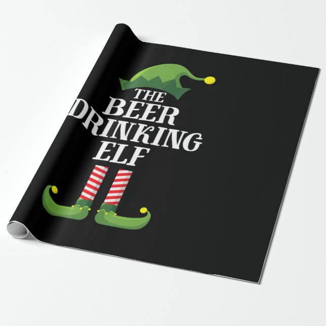 Beer Drinking Christmas Birthday Wrapping Paper (Unrolled)