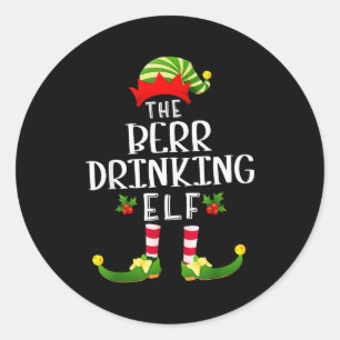 Beer Drinking Christmas Elf Matching Pajama X-mas  Classic Round Sticker