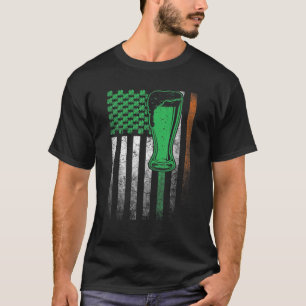Beer Drinking Drunk- Irish American Flag St. Patri T-Shirt