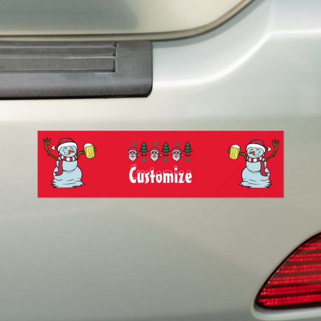 Beer-drinking Drunk Snowman Thunder_Cove Bumper Sticker (On Car)