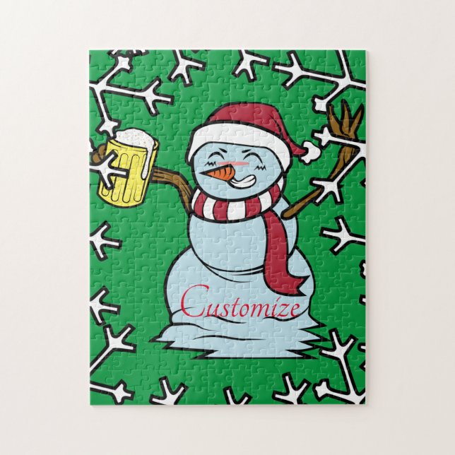 Beer-drinking Drunk Snowman Thunder_Cove Jigsaw Puzzle (Vertical)
