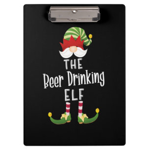 Beer Drinking Elf Group Christmas Birthday Clipboard