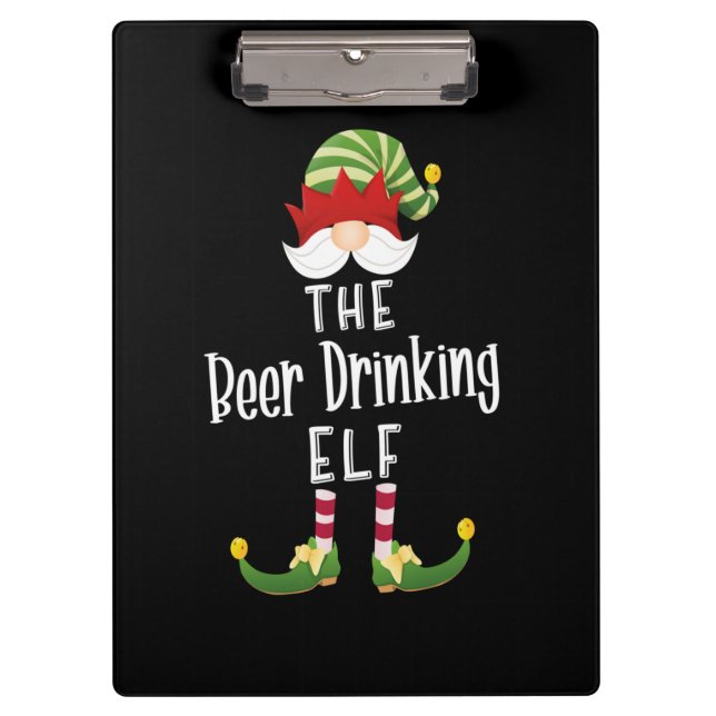 Beer Drinking Elf Group Christmas Birthday Clipboard (Front)