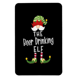 Beer Drinking Elf Group Christmas Birthday Magnet