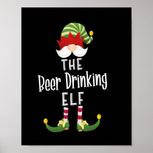 Beer Drinking Elf Group Christmas Birthday Poster