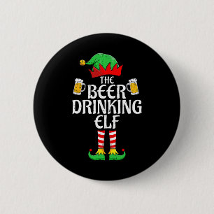Beer Drinking Elf Matching Family Group Christmas 6 Cm Round Badge