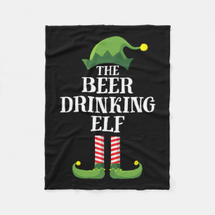 Beer Drinking Elf Matching Family Group Christmas  Fleece Blanket