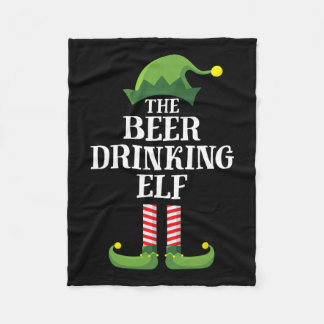 Beer Drinking Elf Matching Family Group Christmas Fleece Blanket