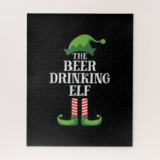 Beer Drinking Elf Matching Family Group Christmas Jigsaw Puzzle