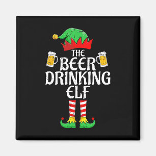 Beer Drinking Elf Matching Family Group Christmas  Magnet