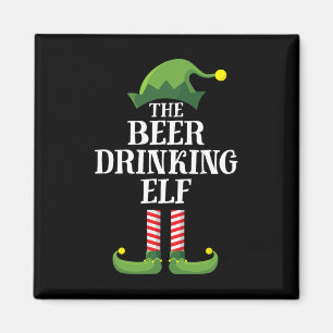 Beer Drinking Elf Matching Family Group Christmas Magnet