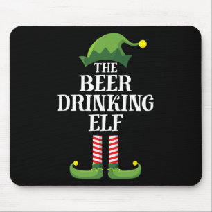 Beer Drinking Elf Matching Family Group Christmas  Mouse Pad
