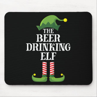 Beer Drinking Elf Matching Family Group Christmas Mouse Pad