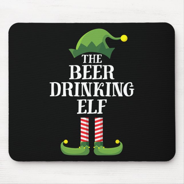 Beer Drinking Elf Matching Family Group Christmas  Mouse Pad (Front)