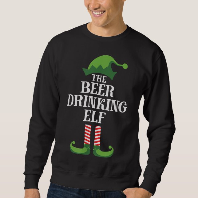 Beer Drinking Elf Matching Family Group Christmas Sweatshirt (Front)