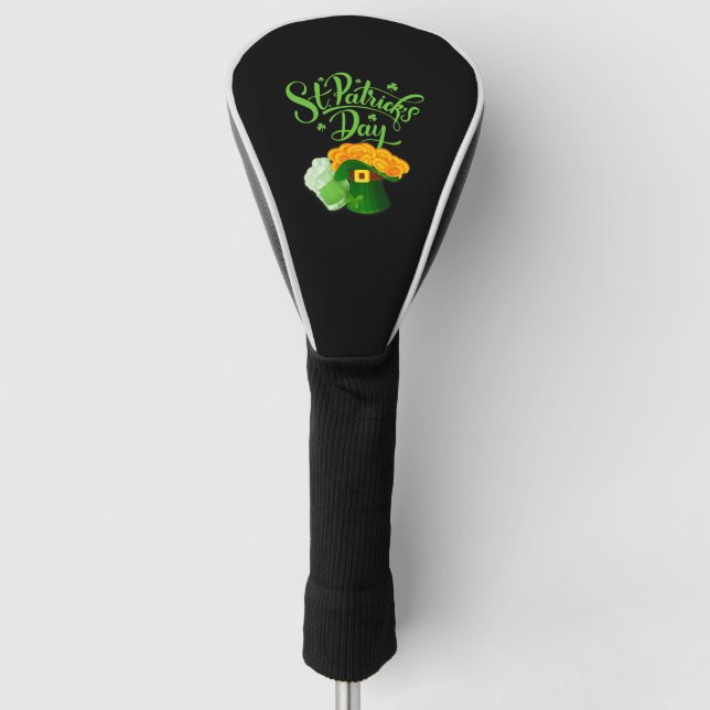 Beer Drinking Happy St Patricks Day Shamrock Golf Head Cover (Front)