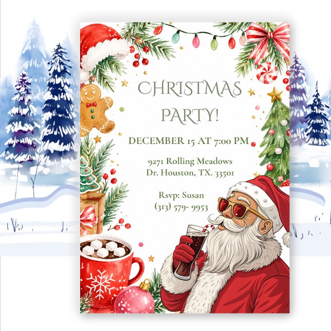 Beer Drinking Santa Christmas Invitation (Creator Uploaded)