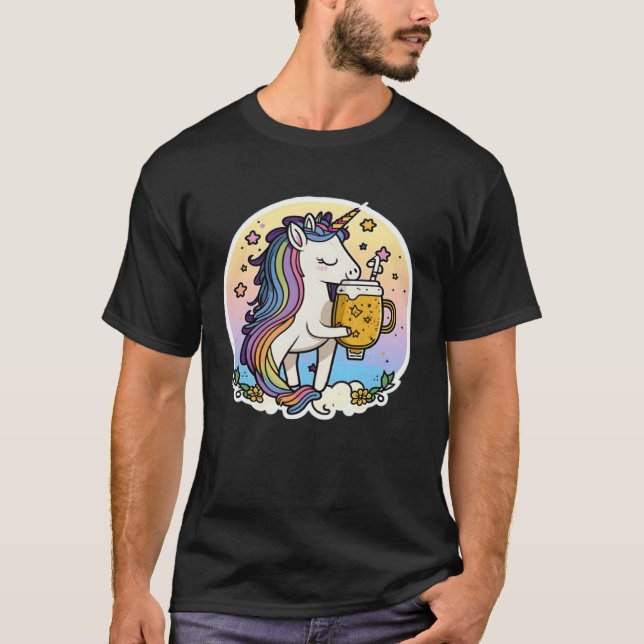 Beer Drinking Unicorn Unicorn T-Shirt (Front)