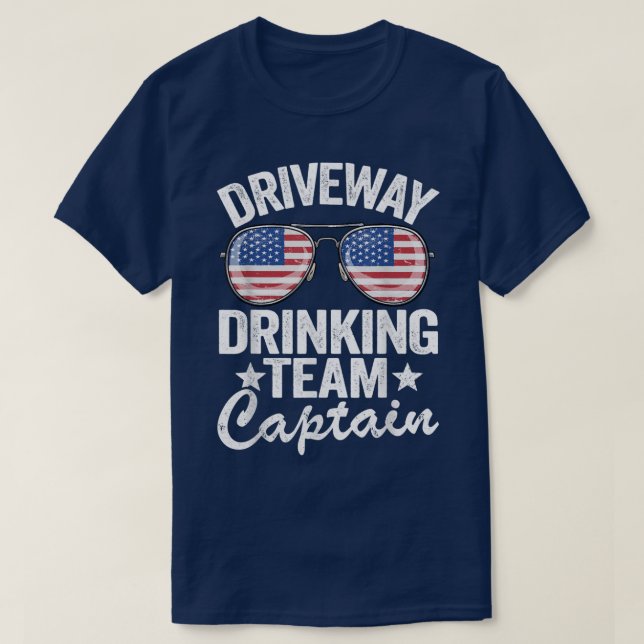 Beer Driveway Drinker US Flag Driveway Drinking Te T-Shirt (Design Front)