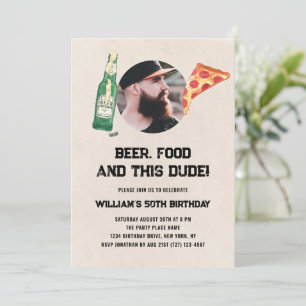 Beer Dude Photo Man Funny 50th Birthday Invitation