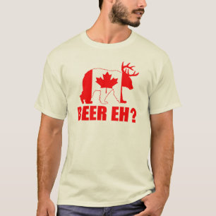 BEER EH?  Funny Bear Deer Canadian Flag T-shirt