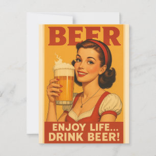 Beer enjoy life drink beer postcard