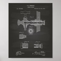 Beer Faucet 1876 Patent Art Chalkboard