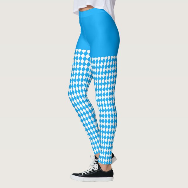 Beer Festival Bavarian Flag Pattern Oktoberfest Leggings (Left)