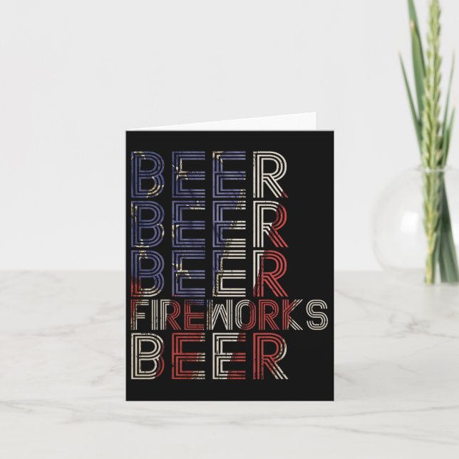 Beer Fireworks Retro 4th Of July Party Parade Drin Card (Front)