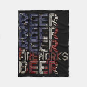 Beer Fireworks Retro 4th Of July Party Parade Drin Fleece Blanket