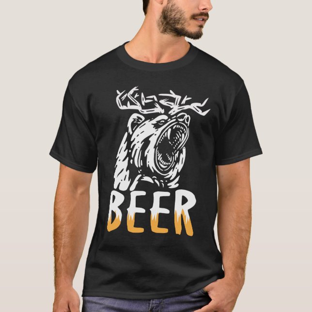 Beer - Funny Bear and Deer T-Shirt (Front)