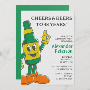 Beer Funny Humour Vintage Men 48th birthday  Invitation