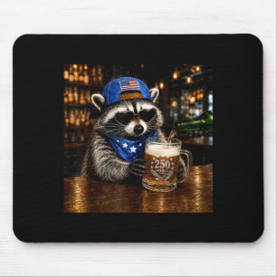 Beer funny racoon western 4th of july anniversary mouse pad