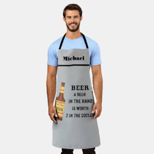 Beer Funny Saying Beer in hand Name Personalise Apron