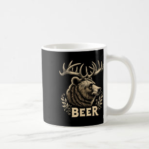 Beer Funny Vintage Design Bear With Deer Antlers F Coffee Mug