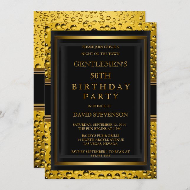Beer Gentlemen's Birthday Party Invitation (Front/Back)