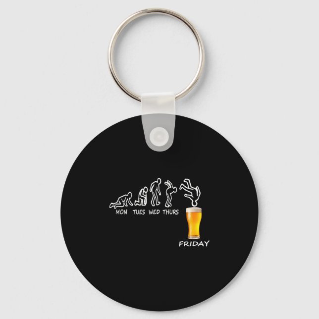 Beer Gift Ready For Friday, Work Week Funny Beer T Key Ring (Front)