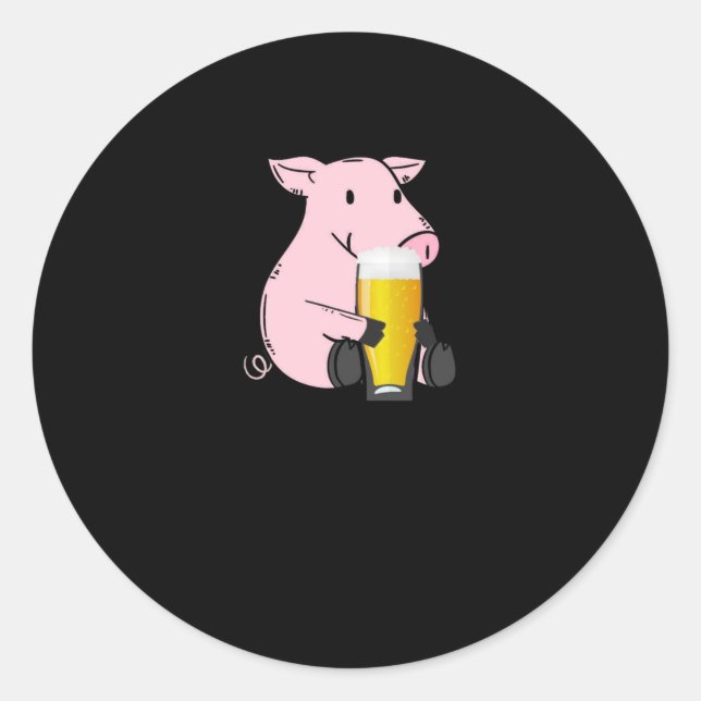 Beer Gift With Pig Classic Round Sticker (Front)