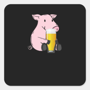 Beer Gift With Pig Square Sticker