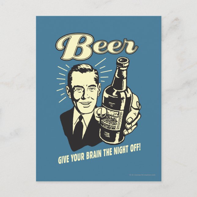 Beer: Give Your Brain the Night Off Postcard (Front)