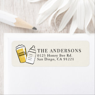 Beer Glass & Baby Bottle Beige Return Address Label