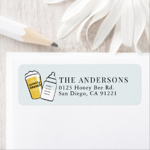 Beer Glass & Baby Bottle Blue Return Address Return Address Label