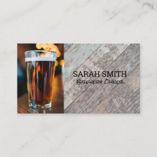 Beer Glass   Brewery   Rustic Business Card