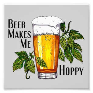 Beer Glass & Hops with Text Photo Print