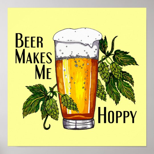 Beer Glass & Hops with Text Poster